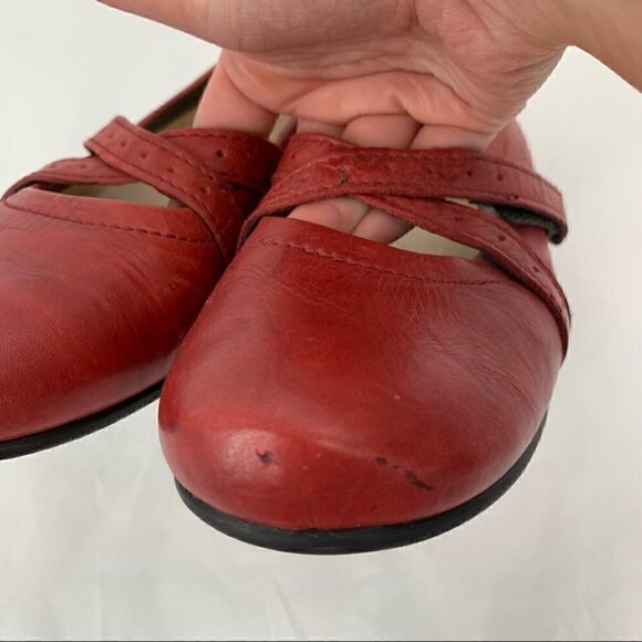 Wolky womens flats size 36 red leather sticky strap maryjanes walking - Picture 10 of 14